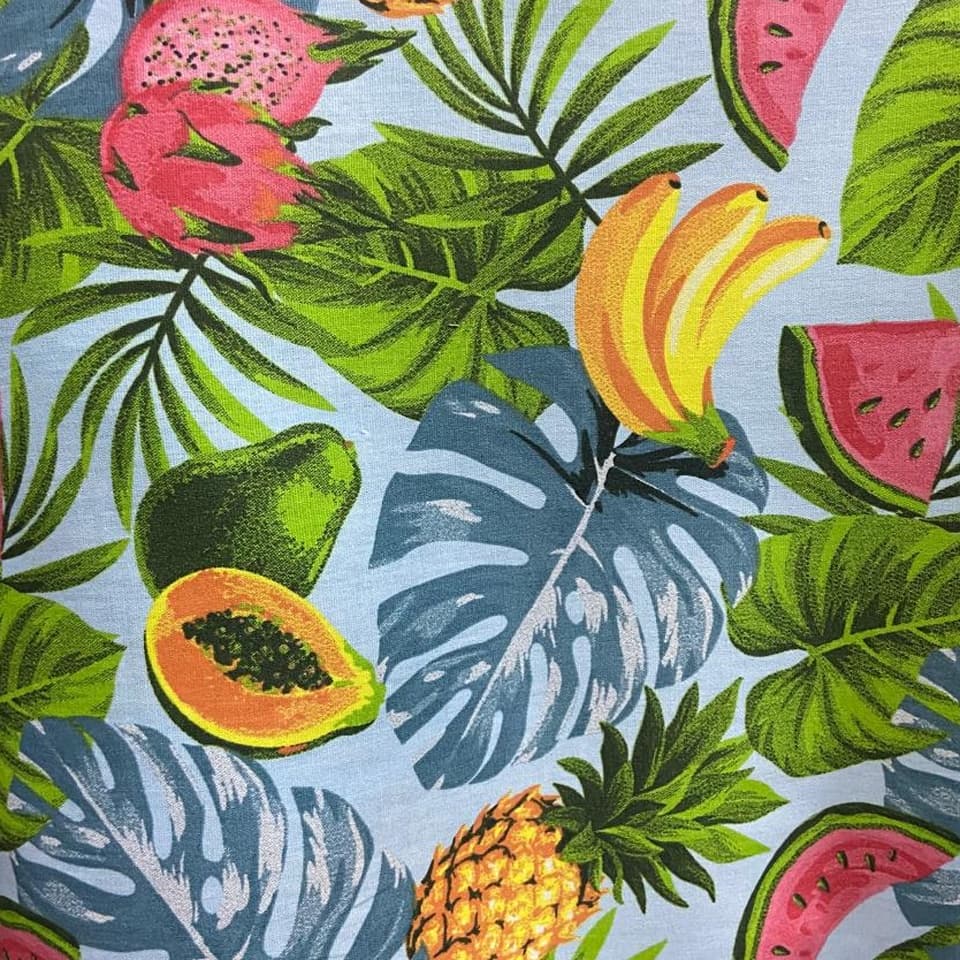 Amostra do tecido Tricoline Frutas Tropicais